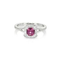 0.90 Ct. Purplish Pink Sapphire and Natural Diamond Antique Style Ring, Platinum 950 Video